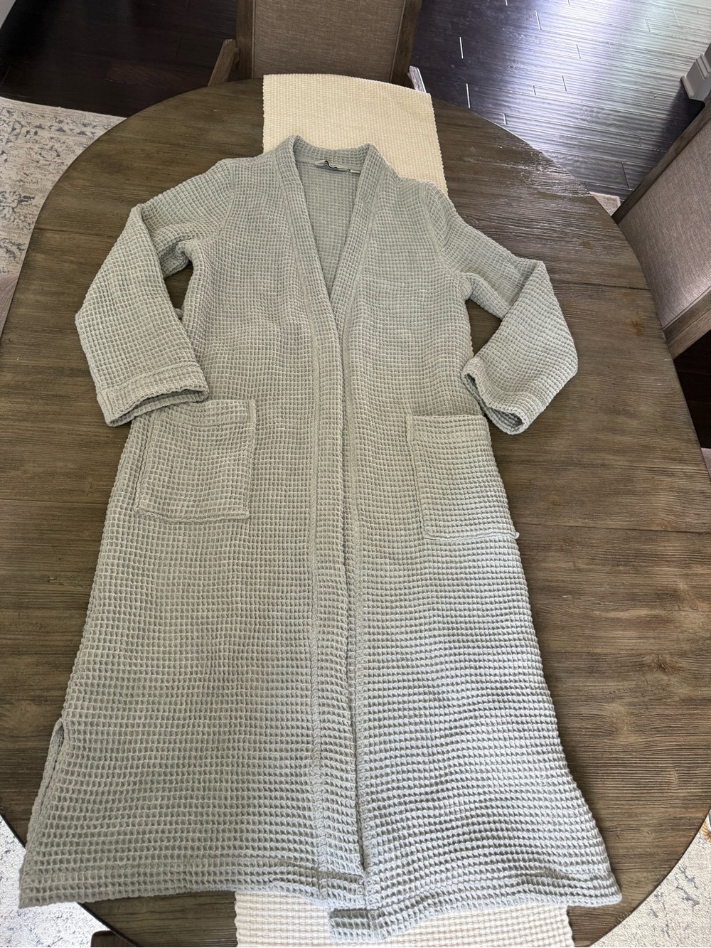 L.L. Bean Women's Waffle-Knit Long Robe in Light Gray